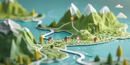 Banner der die topografische Umsetzung einer fiktiven Customer Experience zeigt